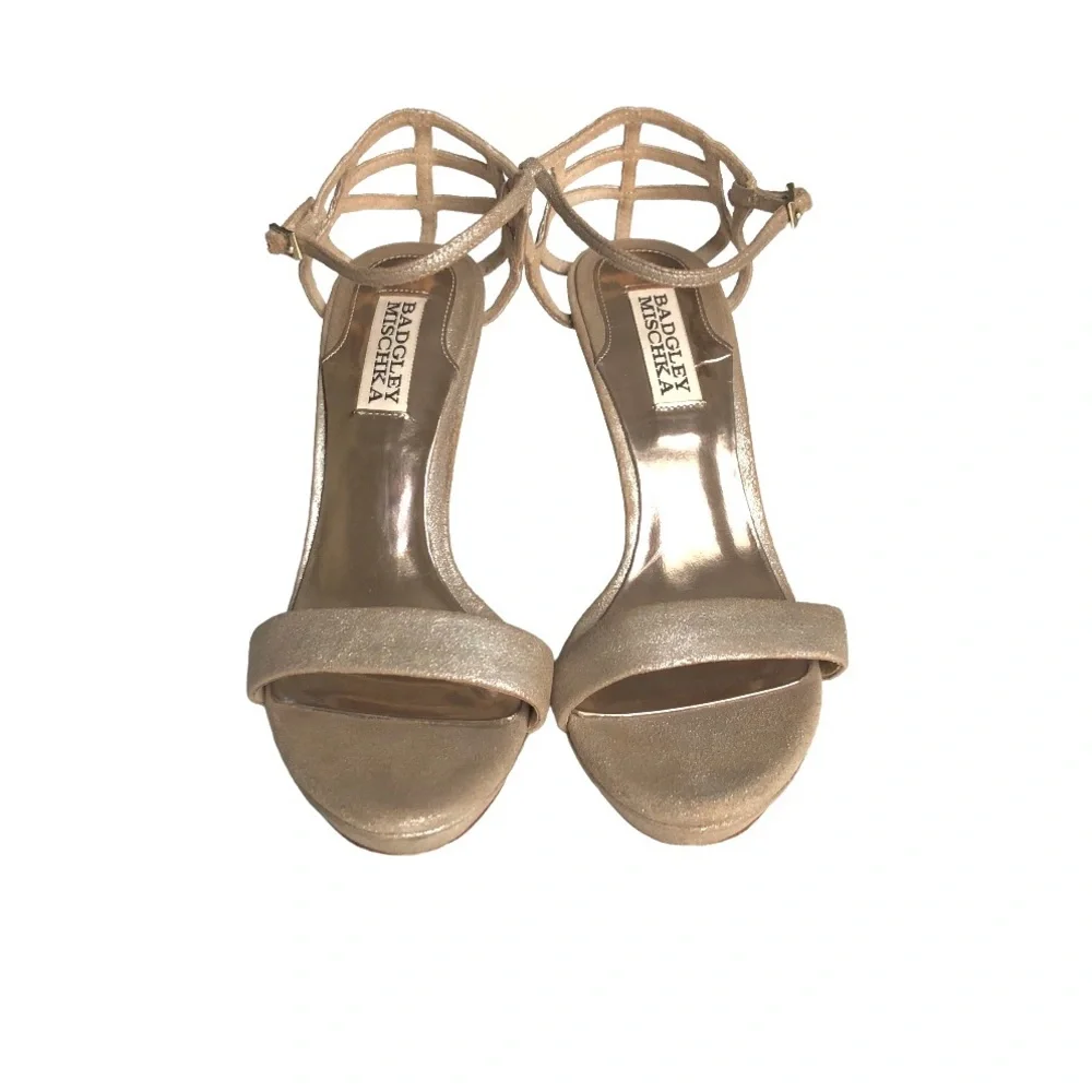 Badgley Mischka Rose Gold Sandals Leather Platform